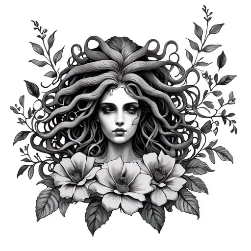 Medusa Leg Sleeve With Flowers