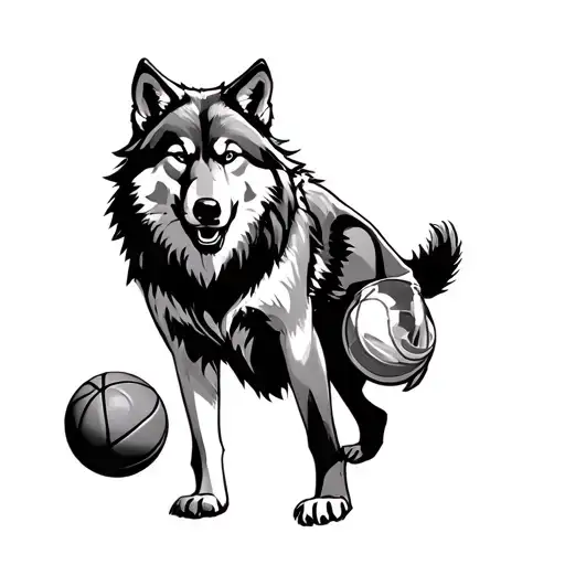Wolf Playing Basketball