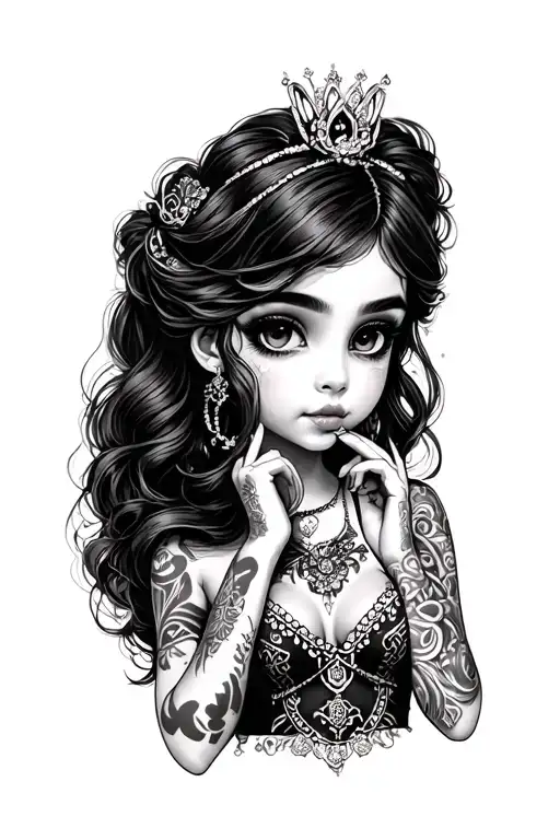 Little Mi Mi Princess With Rock Tattoos In A Heavy Style