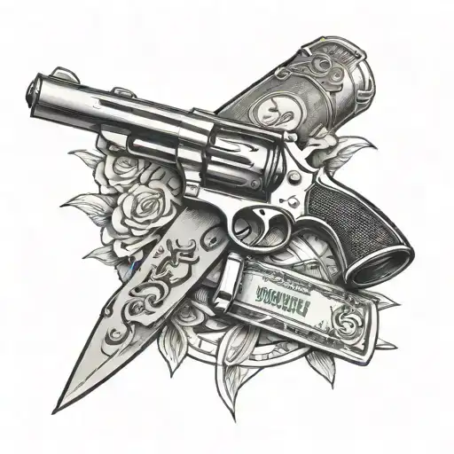 Mafia Pistol Knife Money
