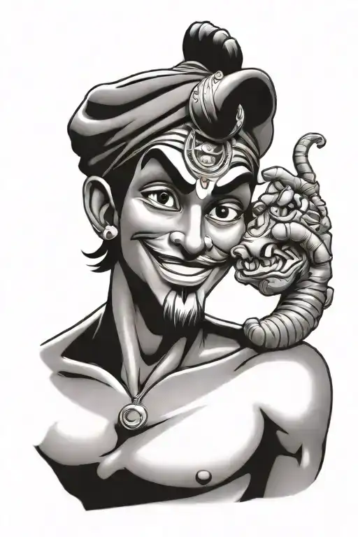 Aladdin's Genie In Shades Of Black And Gray