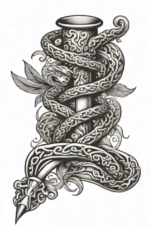 Female Ankle Tattoo Of The Staff Of Asclepius