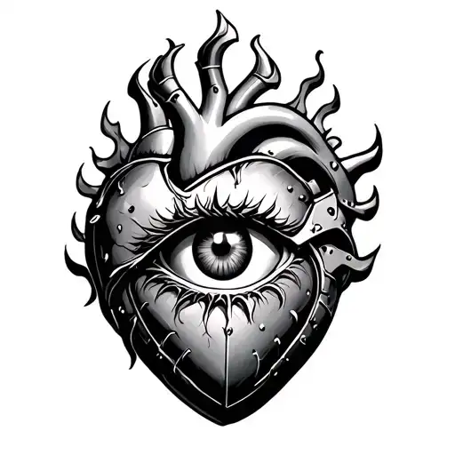Armored Heart With A Flaming Eye In The Middle
