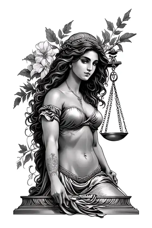 Black Women Lady Justice Libra Scale Arm Sleeve