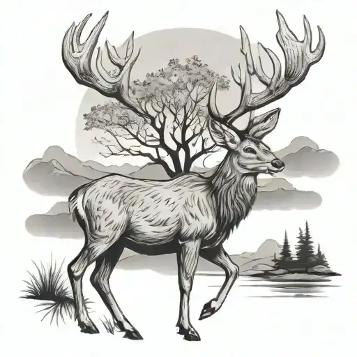 Deer With Landscape