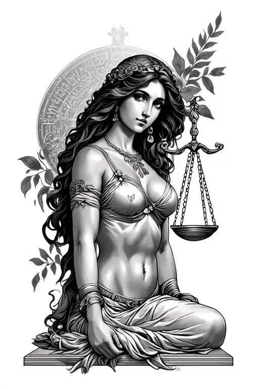 Black Women Lady Justice Libra Scale Arm Sleeve