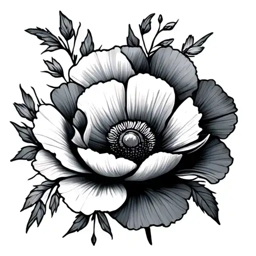 Ornamental Poppy Flowers Tattoo Design Inspired