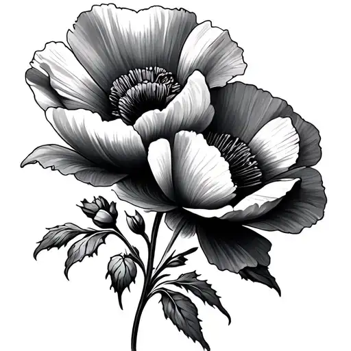 Ornamental Poppy Flowers Tattoo Design Inspired