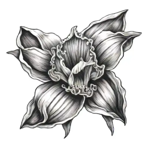 Daffodil With A Dutch Iris Flower
