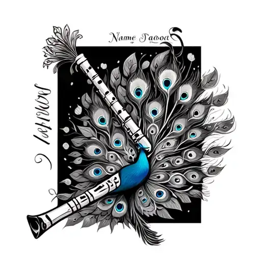 Flute With Peacock N Names Written