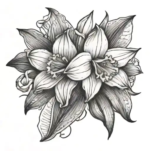 Daffodil With A Dutch Iris Flower Woven Around It