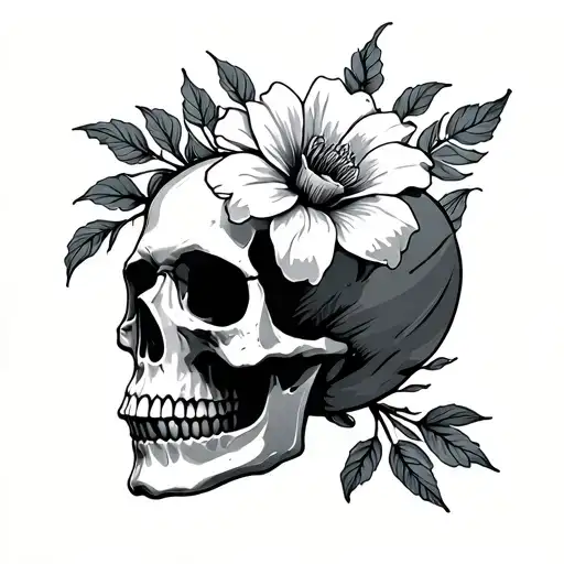 Skull And Flower