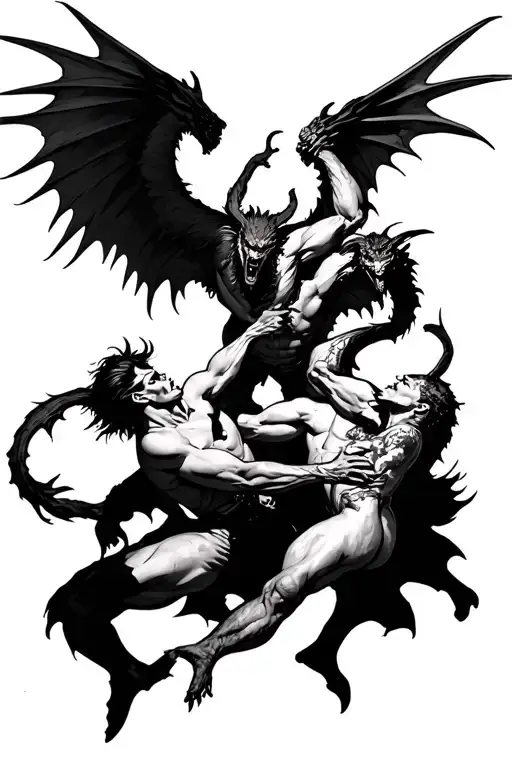 Angles And Demons Fighting Each Other