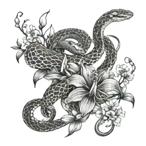 Snakes And Orchids Intertwined
