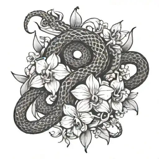 Snakes And Orchids Intertwined