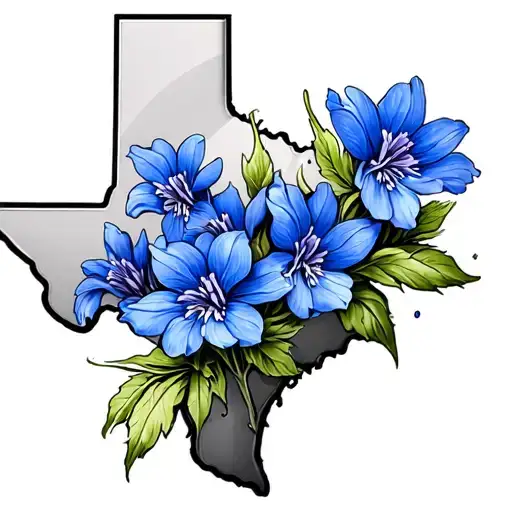 Texas Blue Bonnets Incorporated Into The Design