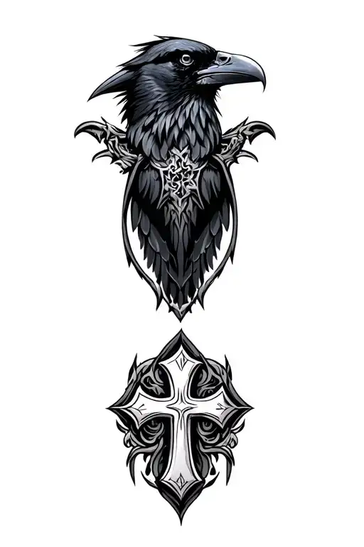 Raven Head And Cross