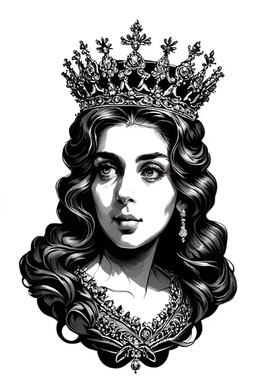 Queen With Small Head Piece Tattoo Design