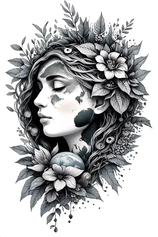 Gaia Mother Earth Surrounded My Nature Elements