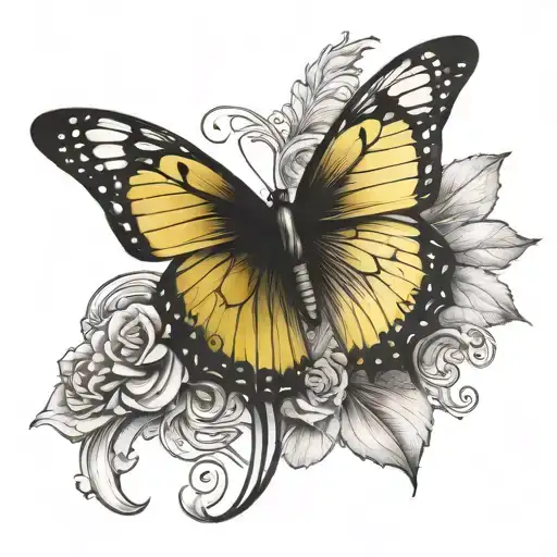 Yellow Butterfly Perched On Cross