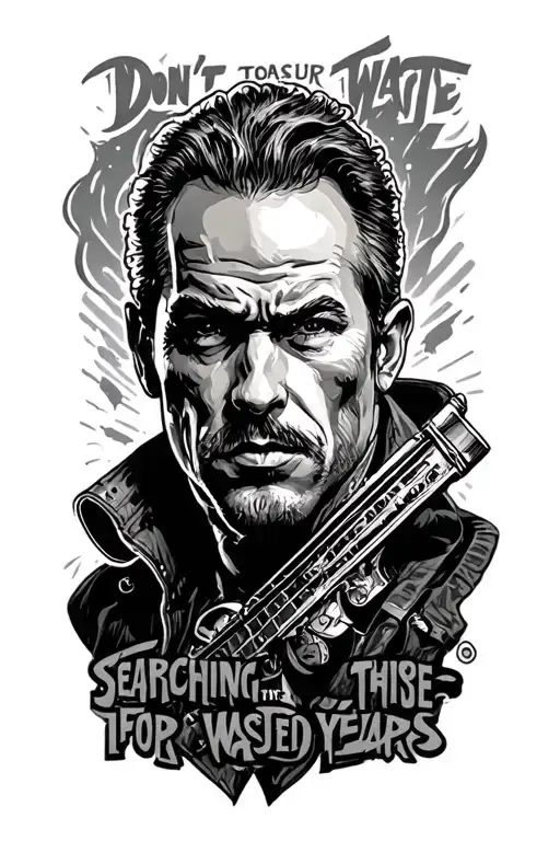 Eddie From Iron Madien With The Text Don't Waste Tour Time Searching For Those Wasted Years