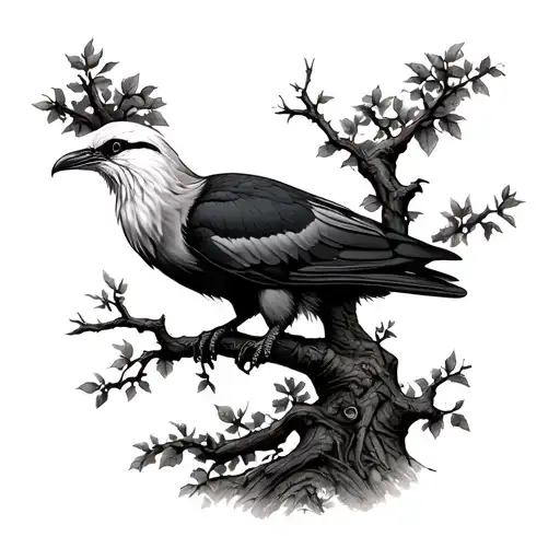 Cuervo Posado In A Tree