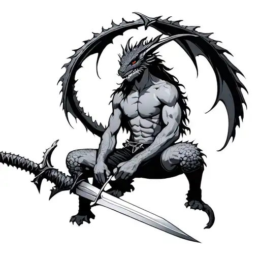Puck Sitting On Guts' Dragon Slayer Sword