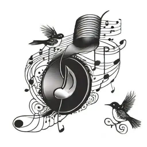 Birds And Music Note