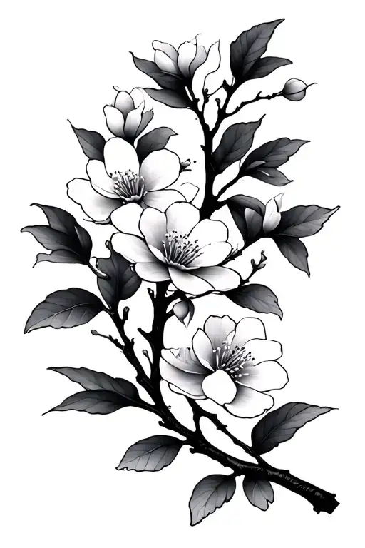 Fine Line Cherry Blossom Branch