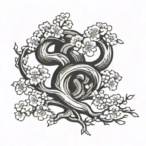 Lp Intertwined With Cherry Blossom Tree