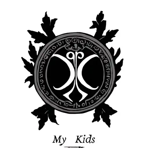 Two Roman Dates In Circle With A Symbol In The Center Representing My Kids