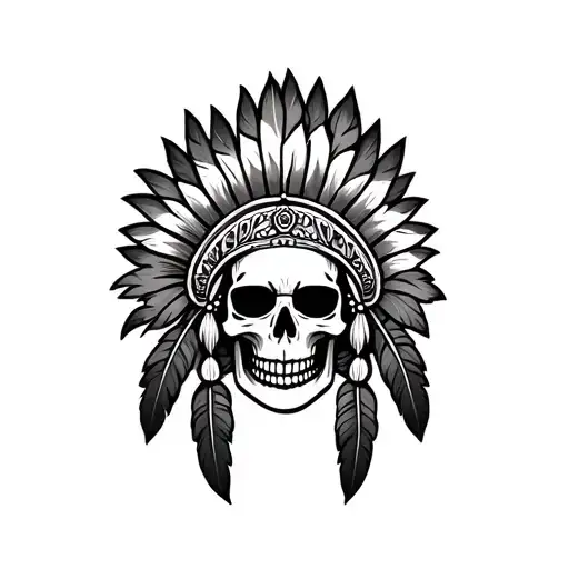 Indian Skull With Feathers