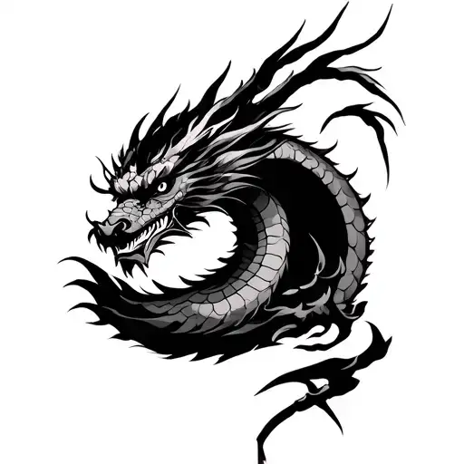 Japanese Samurai And Dragon