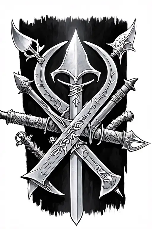 Lord Of The Rings Weapons Lined Around Forearm
