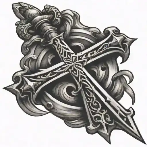 Christian Cross With Swords Laid