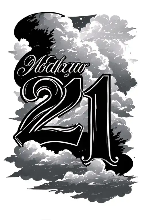 A Quote In Cursive In A Cloudy Sky And A Big Number 21 In A Varsity Letter Style Above It