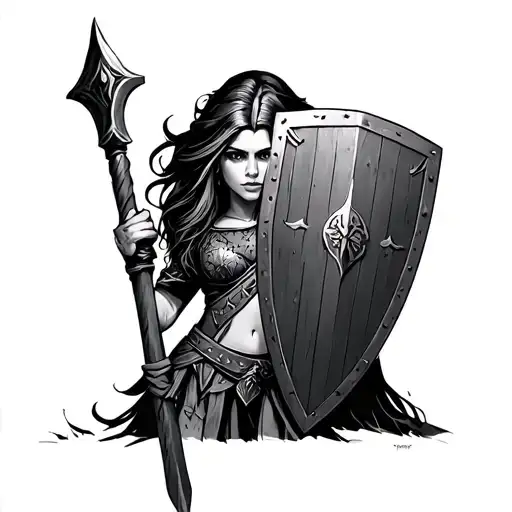 Female Viking With Shield