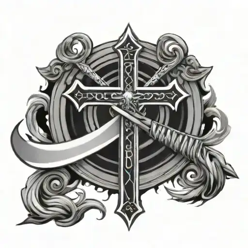 Christian Cross With Katana Sword