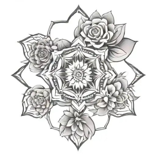 Mandala Kaleidoscope With Flowers Growing