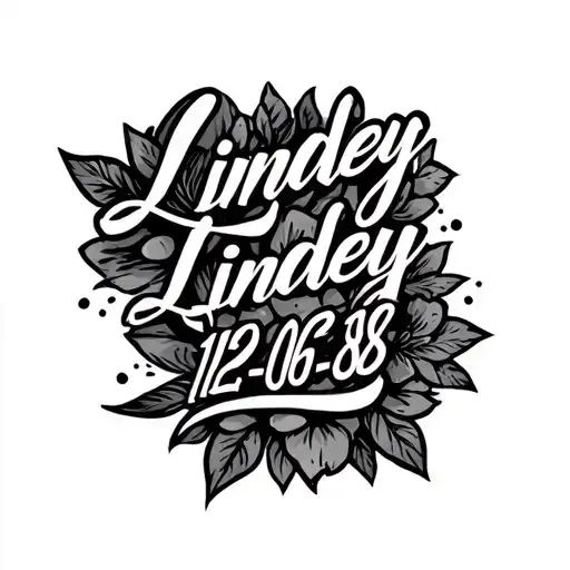 The Name Lindsey In Cursive With 12-06-86 Under It
