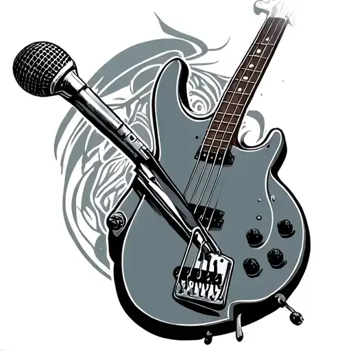 Bass Guitar With A Microphone