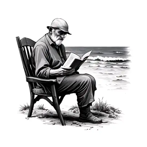 Old Man Reading By The Seaside