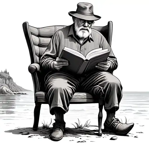 Old Man Reading By The Seaside