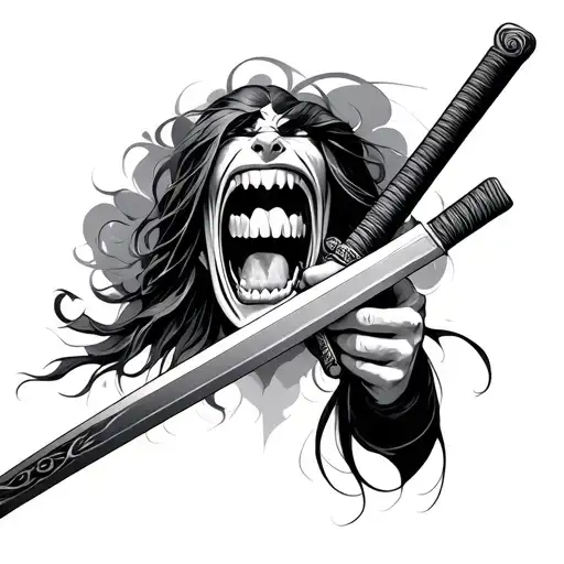 Holding A Katana Between Teeth