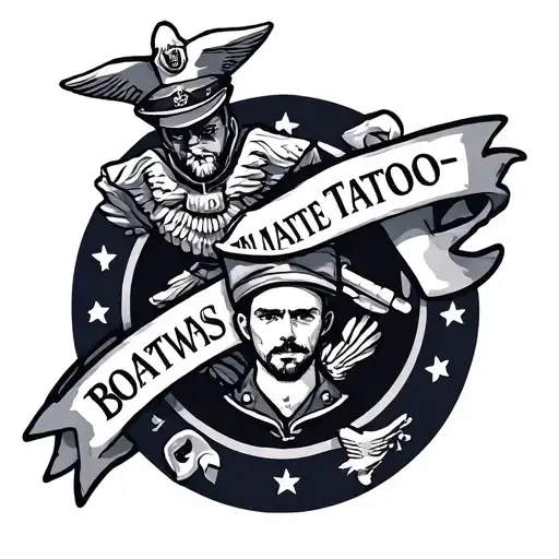 Navy Tattoo Incorporating Boatswain Mate And Corpsman Logos