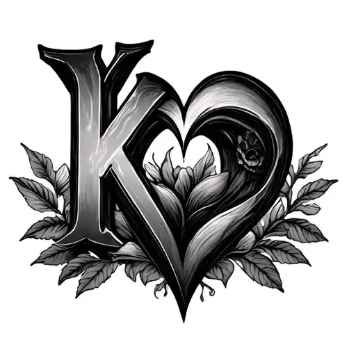 K And C With Heart Shape