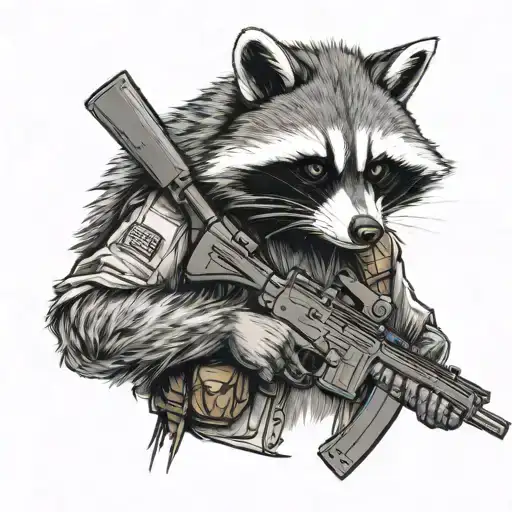 Tactical Racoon Holding A Rifle