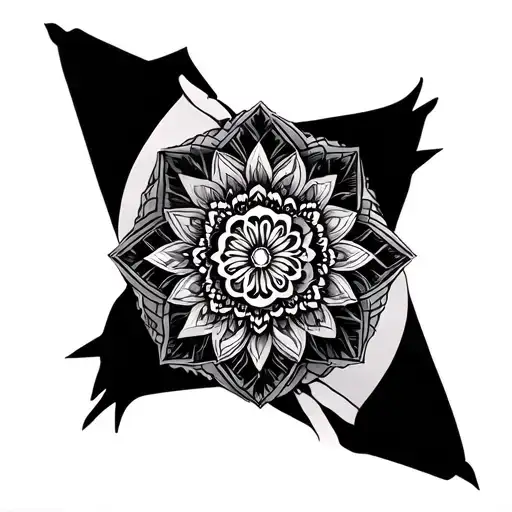 Black Geometric Forearm Mandala Masculine Wrap Around