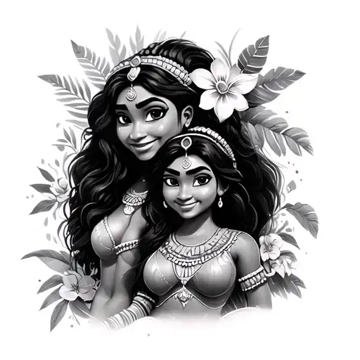 Moana Her Sister And The Grandma Disney Characters
