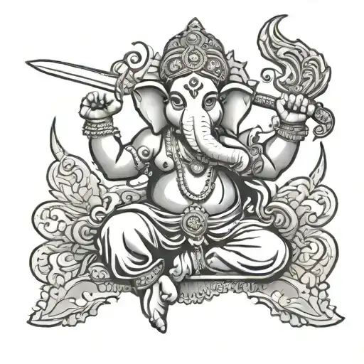 Ganesh Holding Sword